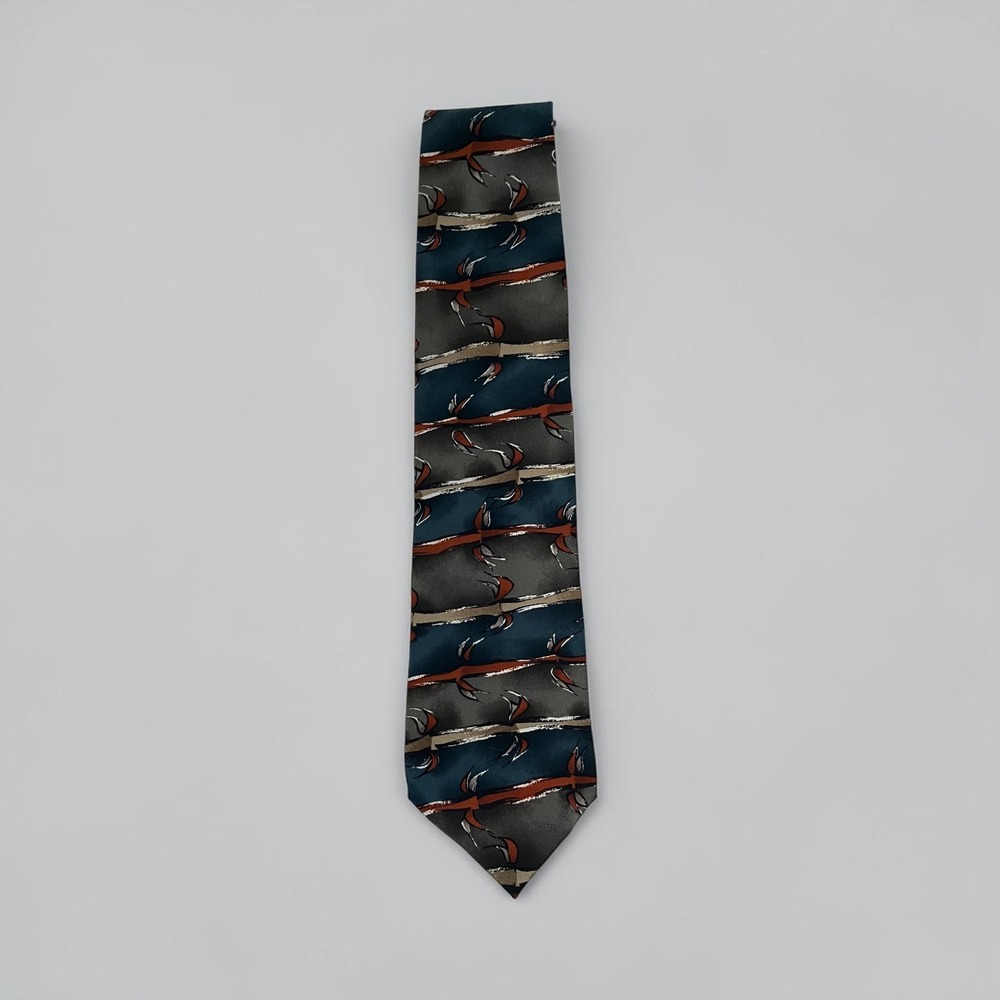 Vintage Jerry Garcia Silk Tie Stonehenge Art In Neckwear Abstract Blue Grey